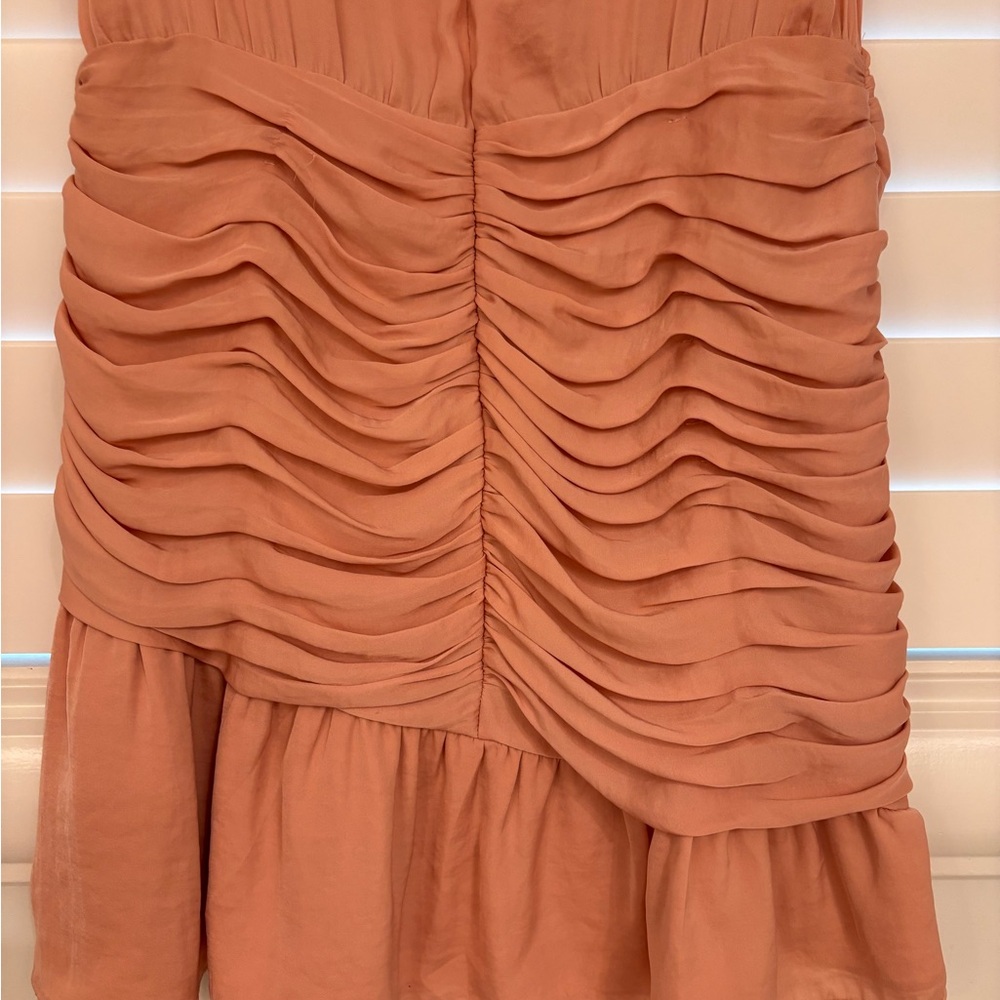 Naked Zebra Peach Ruched Mini Dress - Picture 2 of 8